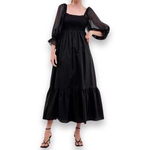 English Factory size medium black poplin organza midi dress NWOT